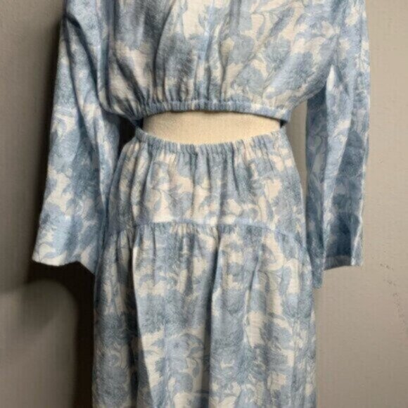 NWT Vince Dahlia Long Sleeve Double V Neck Cut Out Back Dress - Picture 11 of 15